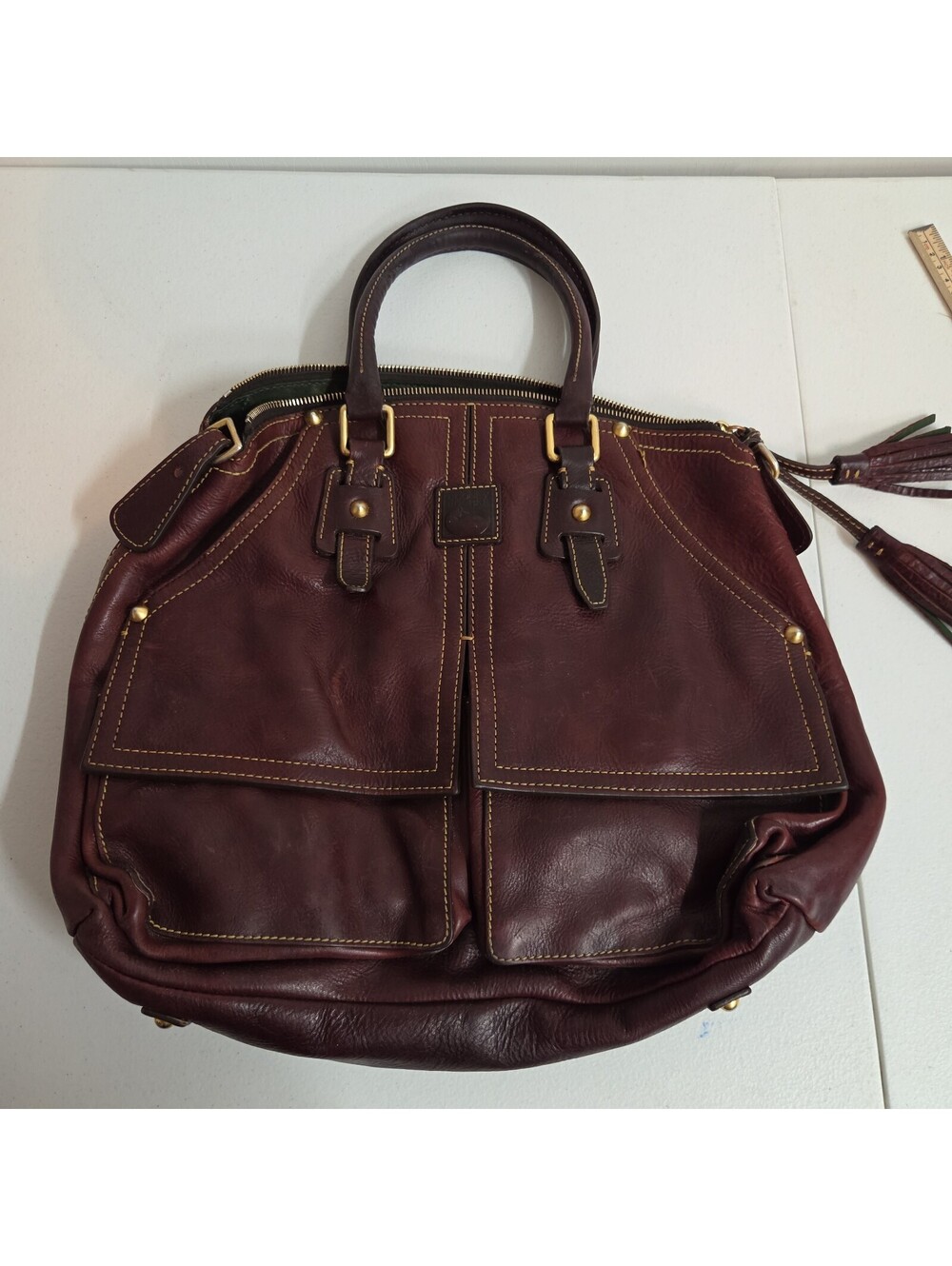 women's dark brown Dooney & Bourke Florentine Clayton Satchel